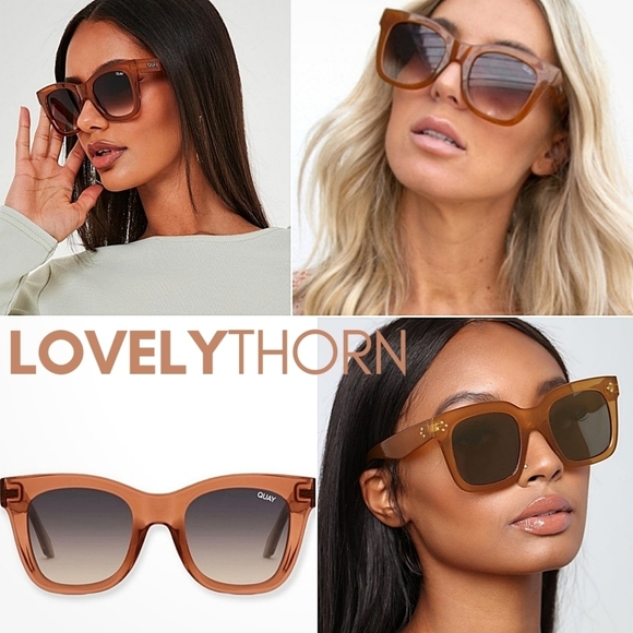 QUAY // ltd ed frosted toffee frame smokey gradient lens modern glam wayfarers - Picture 7 of 12